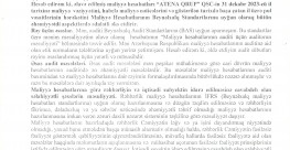 “ATENA QRUP” Qapali Səhmdar Cəmiyyətinin 2023-cü il audit hesabatı